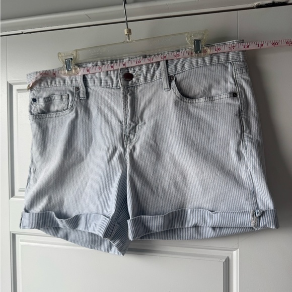 Classic Light Blue Striped Jean Shorts - Picture 1 of 10